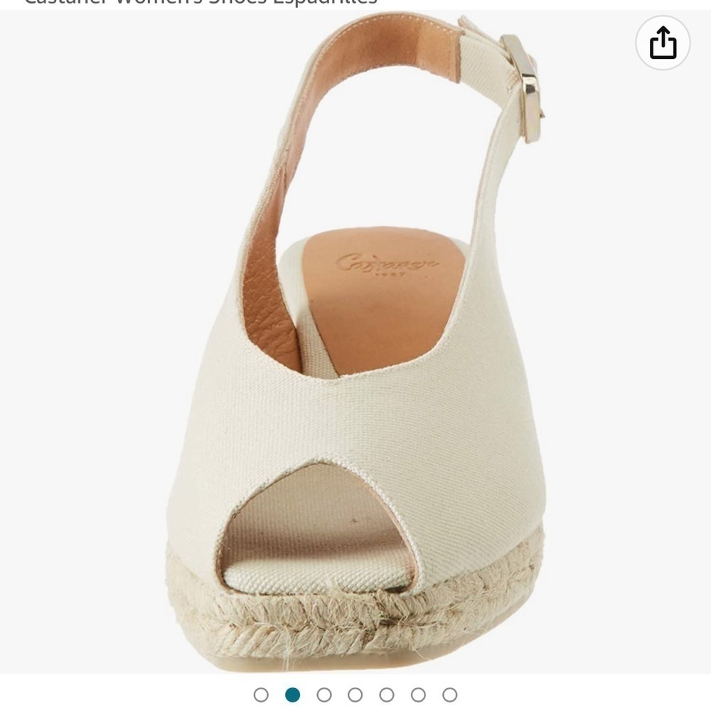 Castañer Dosalia ivory canvas espadrilles slingback peek toe wedge sandals Sz 10
